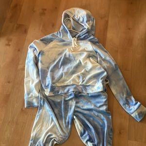 Blue and white soft jumpsuit.